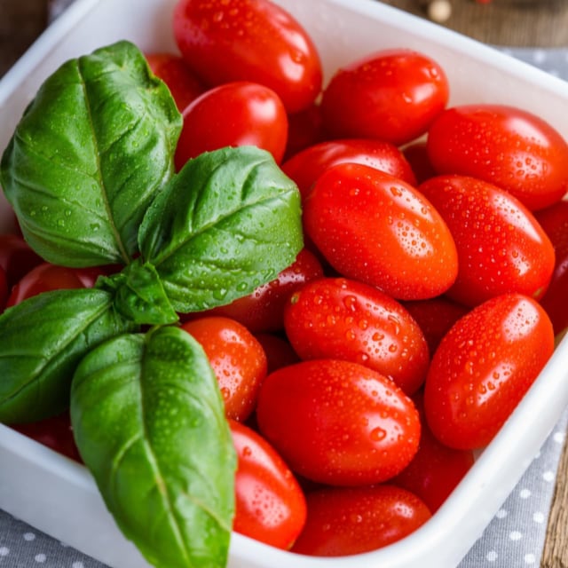 Basil and Grape Tomatoes